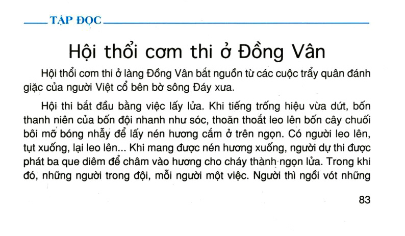 Tập đọc: Hội thổi cơm thi ở Đồng Vân